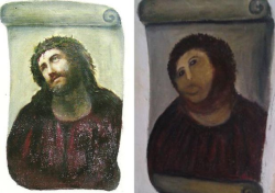 Mislykket fresco-maleri af Jesus